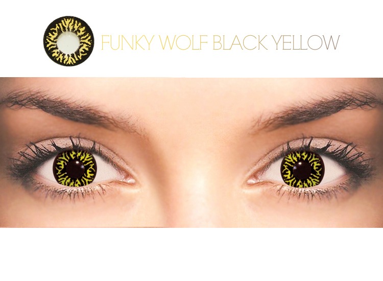 Funky Wolf Black Yellow  Cosplay Lenses